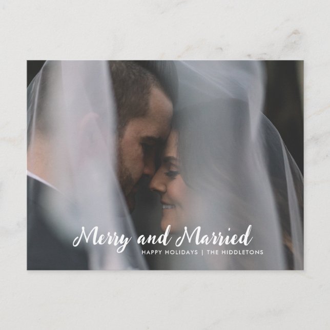 Cartes Pour Fêtes Annuelles Joyeux Et Marié Couple Mariage Photo (Devant)