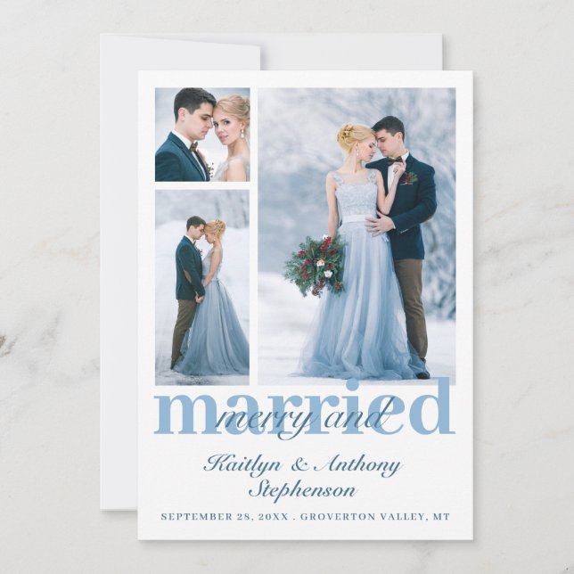 Cartes Pour Fêtes Annuelles Joyeux et marié moderne 3 Mariage photo (Devant)
