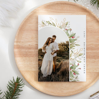 Cartes Pour Fêtes Annuelles Joyeux et marié Noël Berry photo Arch Holids