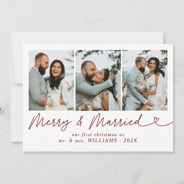 Cartes Pour Fêtes Annuelles Joyeux et marié photo Noël (Devant)