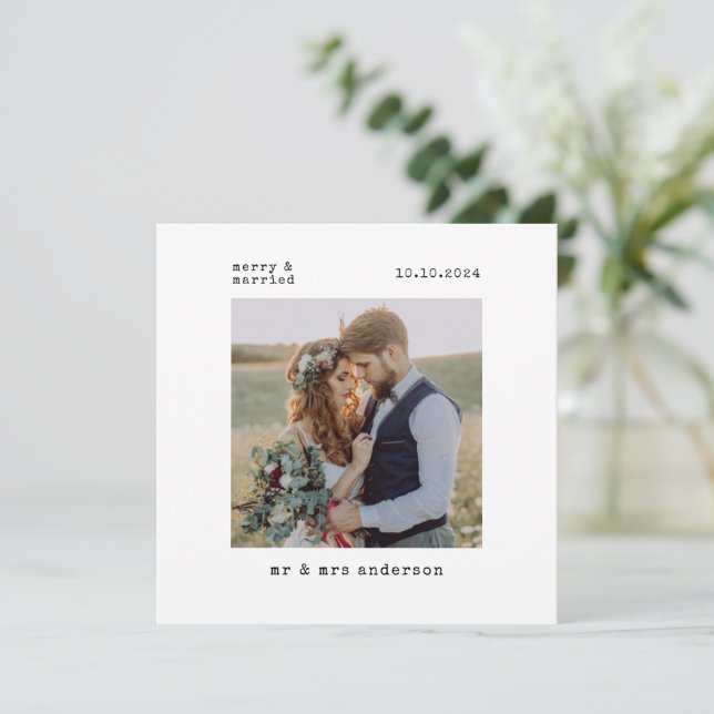 Cartes Pour Fêtes Annuelles Joyeux et marié Premier Mariage de Noël Photo (Debout devant)