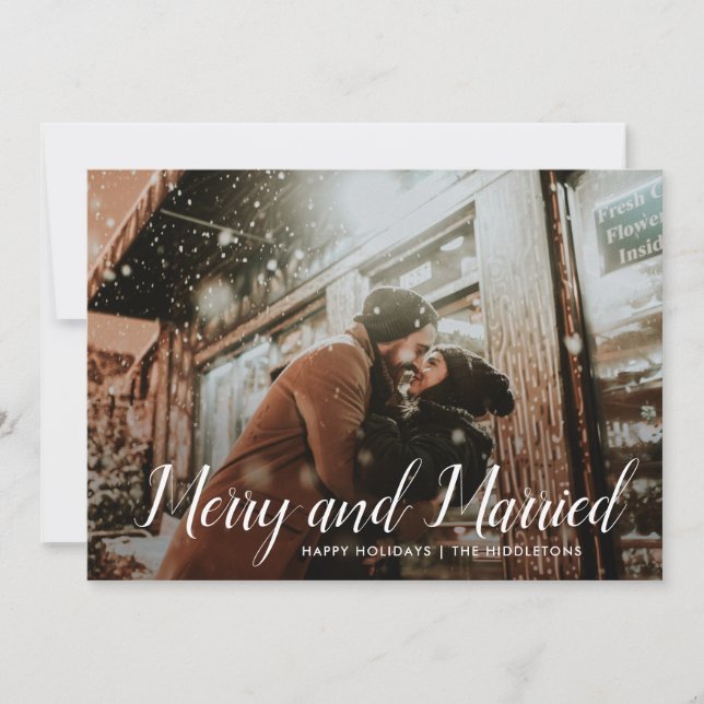 Cartes Pour Fêtes Annuelles Joyeux Et Marié | Première photo de Noël minimale (Devant)