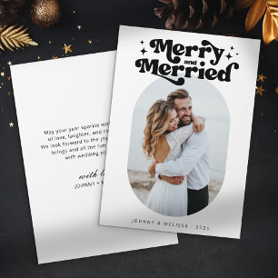 Cartes Pour Fêtes Annuelles Joyeux et marié Retro Couple Photo de Noël