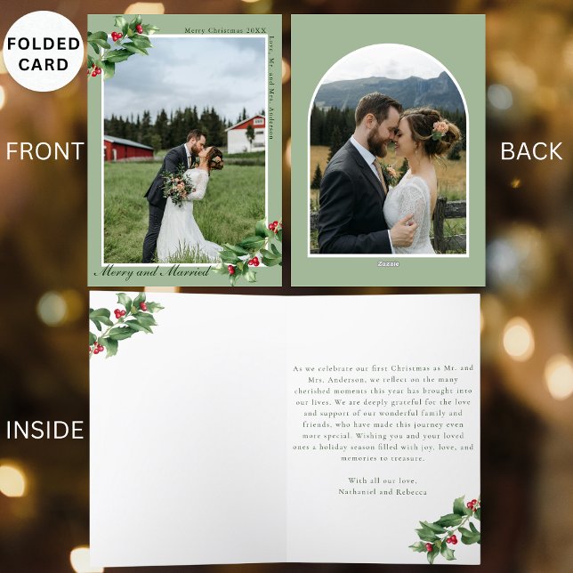 Cartes Pour Fêtes Annuelles Joyeux et marié Sage 2 photo Plié Noël (Créateur téléchargé)