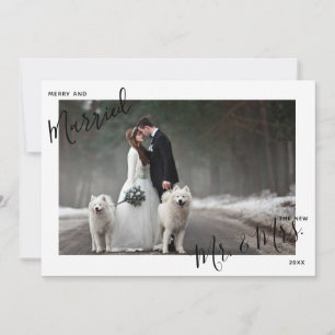 Cartes Pour Fêtes Annuelles Joyeux et marié Script Mr. & Mme Photo Noël