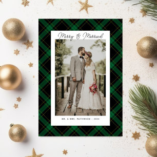 Cartes Pour Fêtes Annuelles Joyeux et marié Tartan Plaid Photo de Noël