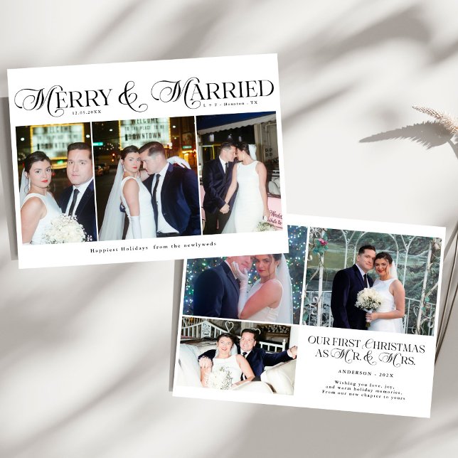 Cartes Pour Fêtes Annuelles Joyeux et mariés Photo Couples mariés Noël (Créateur téléchargé)