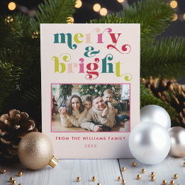 Cartes Pour Fêtes Annuelles Joyeux et Noël brillant et moderne multicolore