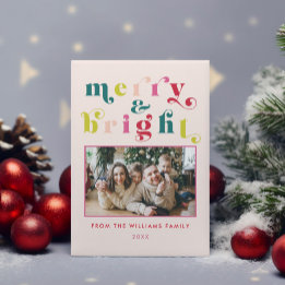 Cartes Pour Fêtes Annuelles Joyeux et Noël brillant et moderne multicolore