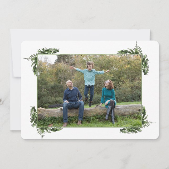 Cartes Pour Fêtes Annuelles Joyeux feuillage vert du Nouvel An (Devant)