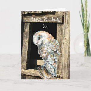 Cartes Pour Fêtes Annuelles Joyeux Fils d'anniversaire Aquarelle Chouette de l