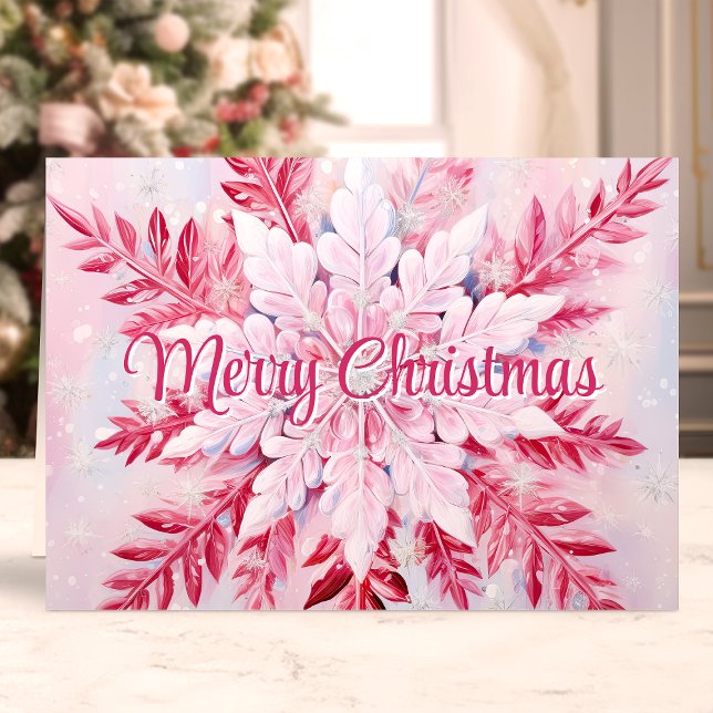 Cartes Pour Fêtes Annuelles Joyeux flocon rose Noël (Créateur téléchargé)