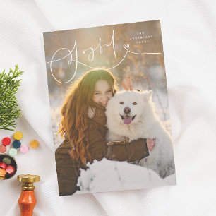 Cartes Pour Fêtes Annuelles Joyeux Flourish Modern Minimal 1 Photo Noël