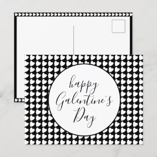 Cartes Pour Fêtes Annuelles Joyeux Galentine`s Day Black White Heart Motif