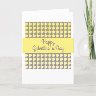 Cartes Pour Fêtes Annuelles Joyeux Galentine`s Day Jaune Grey Motif de coeur
