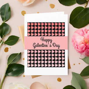 Cartes Pour Fêtes Annuelles Joyeux Galentine`s Day Pink Black Heart Motif