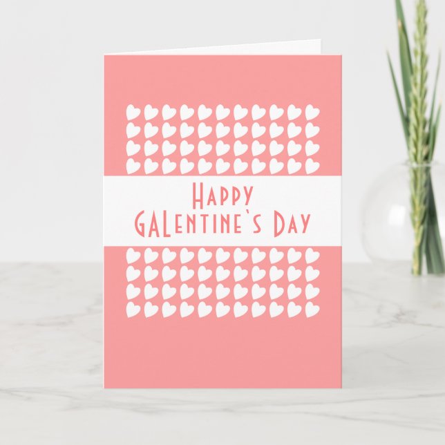 Cartes Pour Fêtes Annuelles Joyeux Galentine`s Day Pink Heart Motif (Devant)