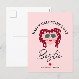 Cartes Pour Fêtes Annuelles Joyeux Galentines Day Bestie Chic Script Coeur ros
