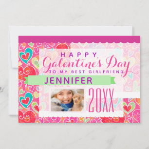Cartes Pour Fêtes Annuelles Joyeux Galentine's Day Pink Hearts Photo
