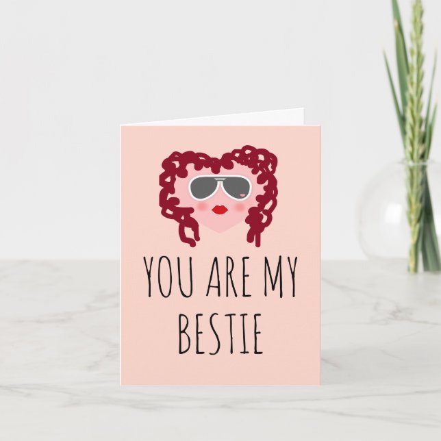 Cartes Pour Fêtes Annuelles Joyeux Galentines Jour mignonne Bestie Coeur Rose (Devant)