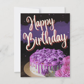 Cartes Pour Fêtes Annuelles Joyeux gâteau violet anniversaire