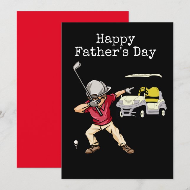 Cartes Pour Fêtes Annuelles Joyeux golfeur de Fête des pères noir    (Devant / Derrière)