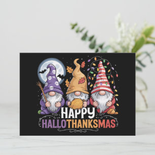 Cartes Pour Fêtes Annuelles Joyeux HalloMerciMas Gnomes Halloween Noël