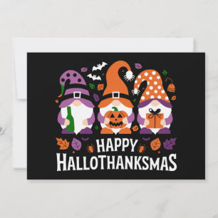Cartes Pour Fêtes Annuelles Joyeux Hallothanksmas Amoureux des Gnomes Noël
