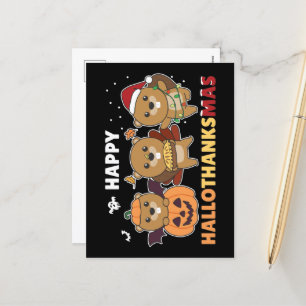 Cartes Pour Fêtes Annuelles Joyeux Hallothanksmas Castor Noël Castor Fête