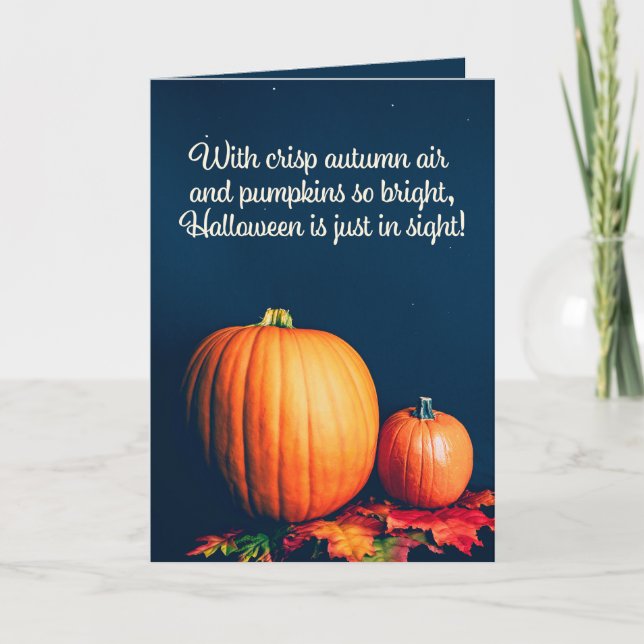 Cartes Pour Fêtes Annuelles Joyeux Halloween à tous Citrouilles Feuilles d'aut (Devant)