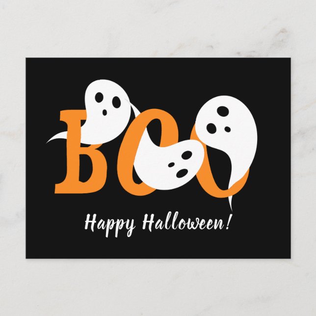 Cartes Pour Fêtes Annuelles Joyeux Halloween Boo Ghosts Black (Devant)