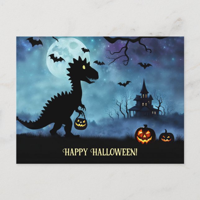 Cartes Pour Fêtes Annuelles Joyeux Halloween Dinosaure Cute (Devant)
