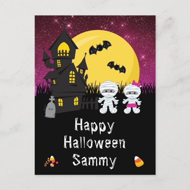 Cartes Pour Fêtes Annuelles Joyeux Halloween Fête de maman rose (Devant)