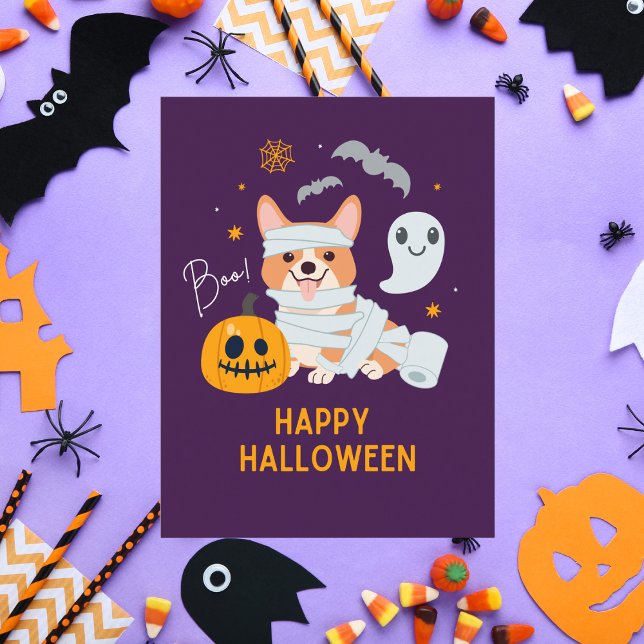 Cartes Pour Fêtes Annuelles Joyeux Halloween Joli Chien Momie (Créateur téléchargé)