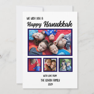 Cartes Pour Fêtes Annuelles Joyeux Hanouka Photo de Famille Simple Classique