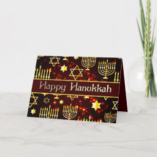 Cartes Pour Fêtes Annuelles Joyeux Hanoukka Menorah Red & Gold