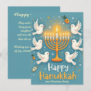 Cartes Pour Fêtes Annuelles ✡️Joyeux Hanukkah Colombes, Doughnuts & Drame