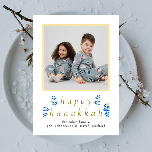 Cartes Pour Fêtes Annuelles Joyeux Hanukkah Famille Élégante Minimaliste 1 Pho