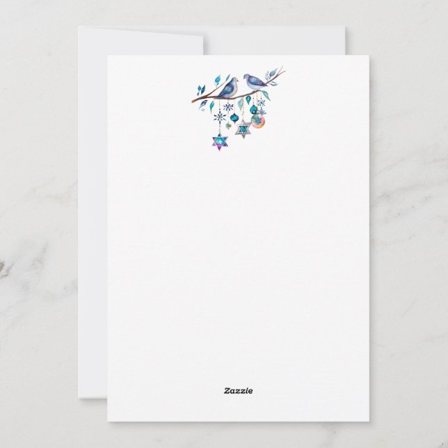 Cartes Pour Fêtes Annuelles Joyeux Hanukkah personnalisé, Paix Amour & Lumière (Dos)