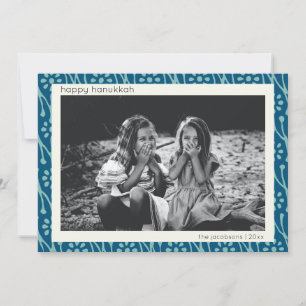 Cartes Pour Fêtes Annuelles Joyeux Hanukkah Photo personnalisé Floral Boho Ble