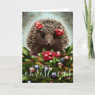 Cartes Pour Fêtes Annuelles Joyeux hérisson de Noël mignon