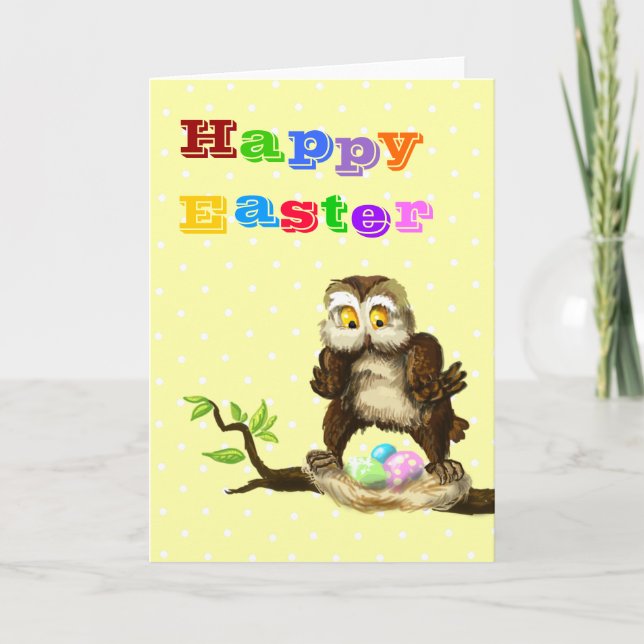 Cartes Pour Fêtes Annuelles Joyeux hibou de Pâques (Devant)