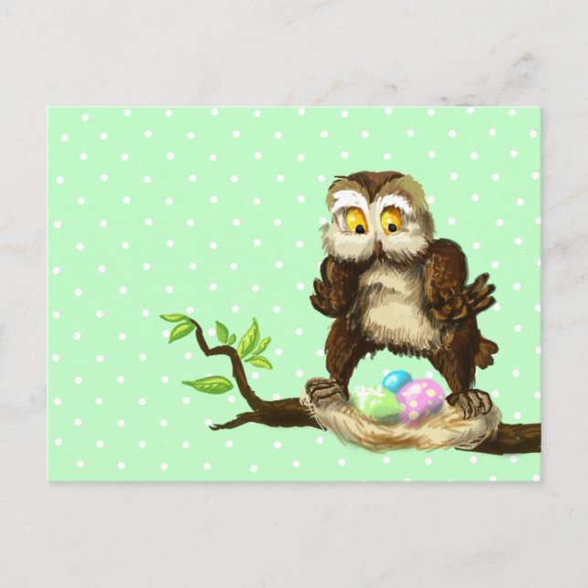 Cartes Pour Fêtes Annuelles Joyeux hibou de Pâques (Devant)
