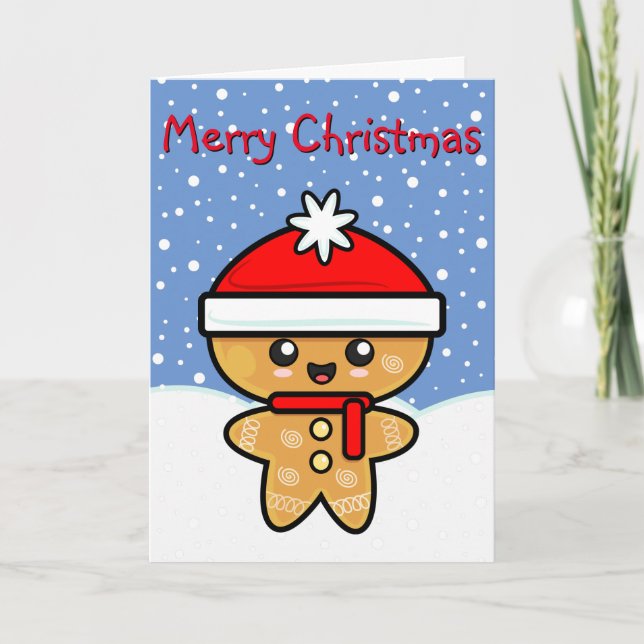 Cartes Pour Fêtes Annuelles Joyeux homme en pain d'épice de Noël (Devant)