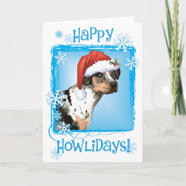Cartes Pour Fêtes Annuelles Joyeux Howliday Catahoula (Devant)