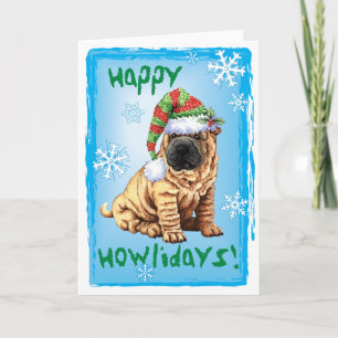 Cartes Pour Fêtes Annuelles Joyeux Howliday Shar-Pei
