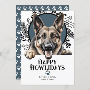 Cartes Pour Fêtes Annuelles Joyeux Howlidays Allemand Berger Chien Noël