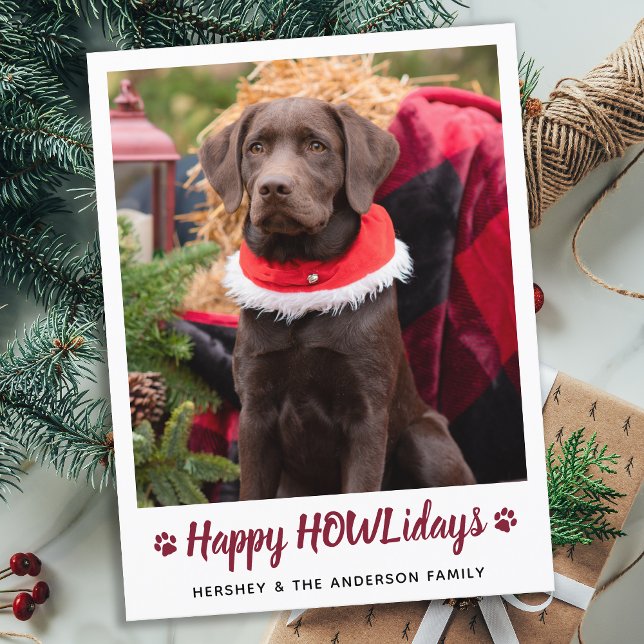 Cartes Pour Fêtes Annuelles Joyeux HOWLidays Amoureux des chiens Photo animal  (Créateur téléchargé)