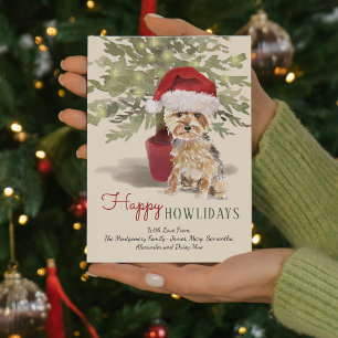 Cartes Pour Fêtes Annuelles Joyeux Howlidays Aquarelle Yorkshire Terrier