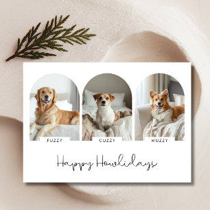 Cartes Pour Fêtes Annuelles Joyeux Howlidays Avec 3 Animaux De Compagnie Nom P